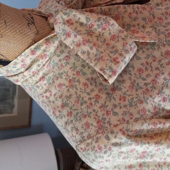 Rare Vintage 1970's Carla Gay Floral Cream Prairie Bow Front Tier Dress - Picture 4 of 16